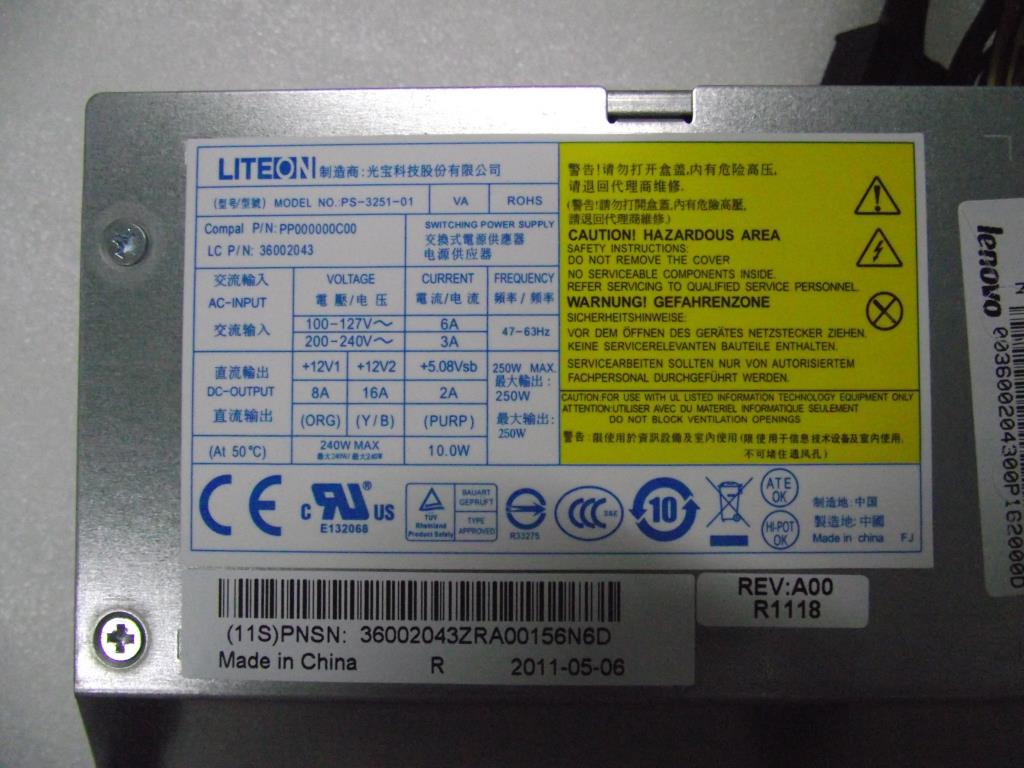 Lenovo 36002043 Ps Power Supplies Internal