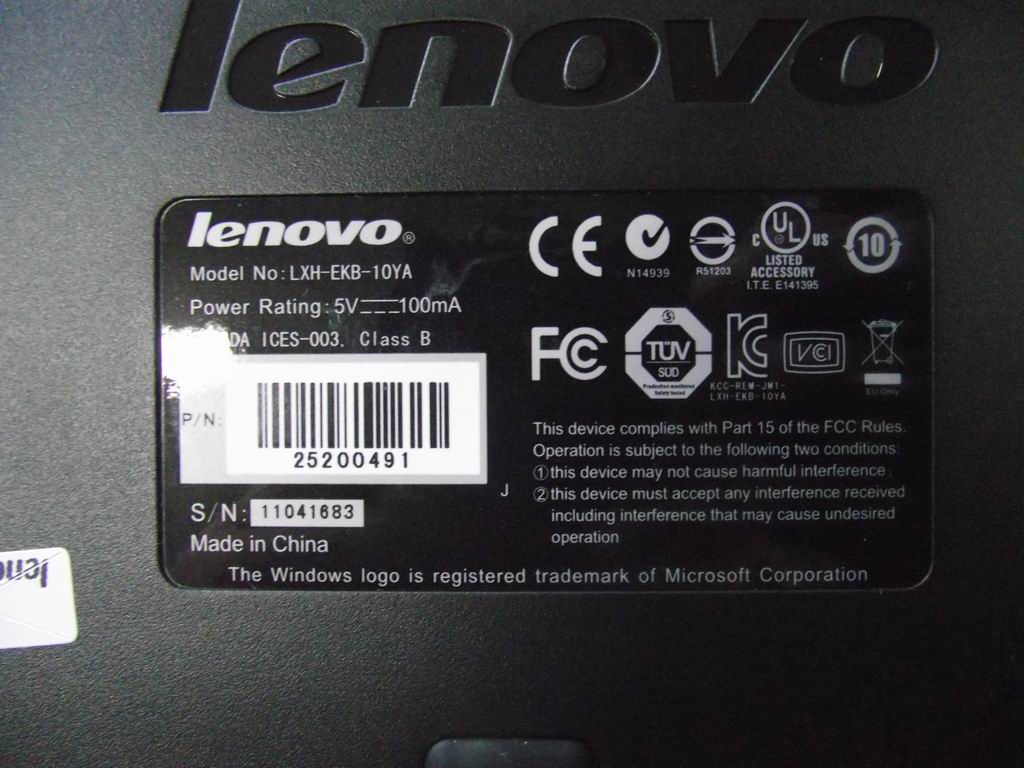 Lenovo 25200491 Kb Sunrex Lxh-Ekb-10Ya(Us) B-S