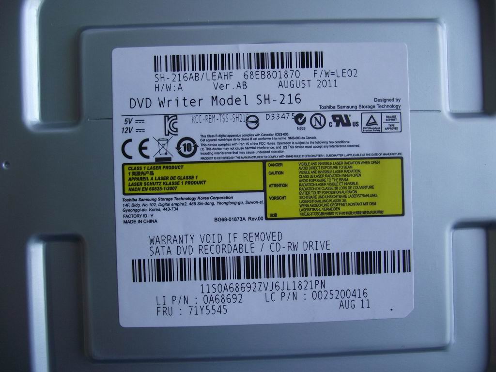 Lenovo 25200416 Dvd-Rw Drive Tsst 16Xsh-216Ab