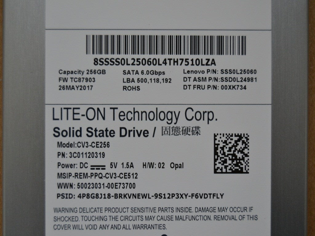 Lenovo Ssd Asm 256G,2.5-Inch ,7Mm,Sat - 00XK734
