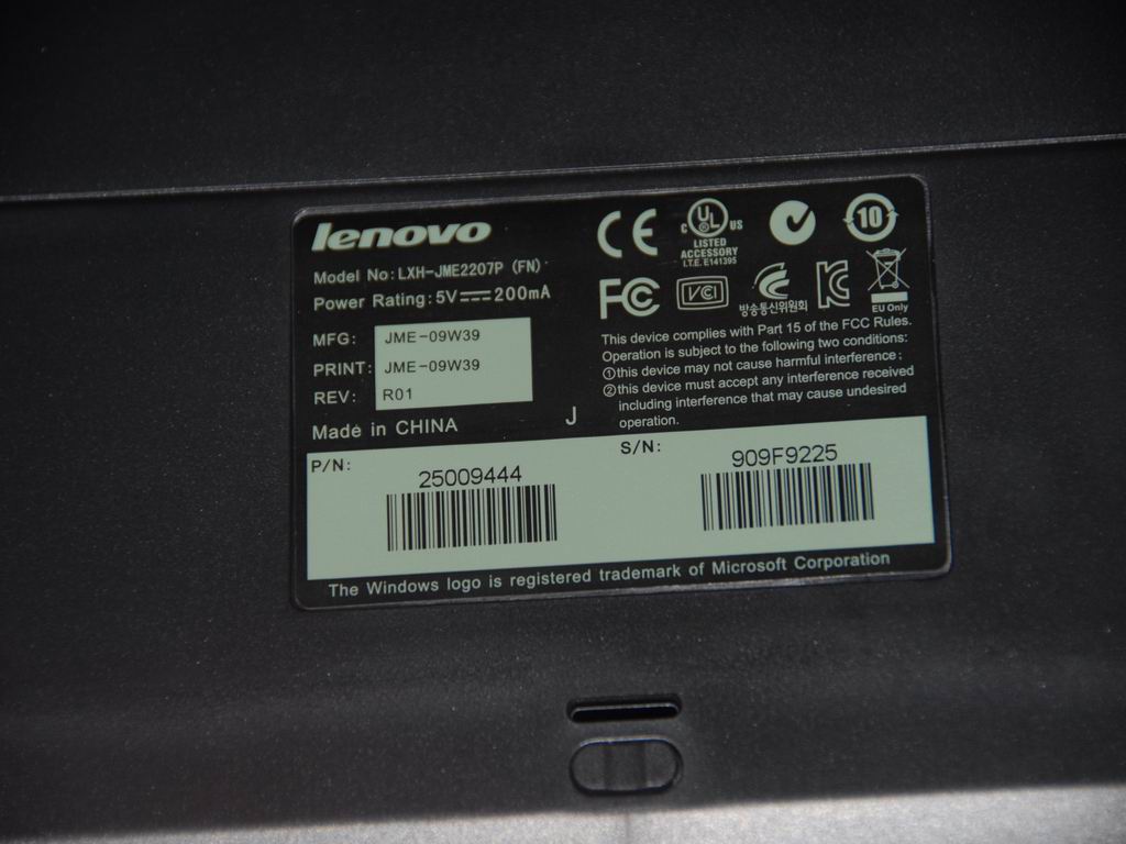 Lenovo 25009444 Kb Sunrex Lxh Jme2207P Fn Ps2