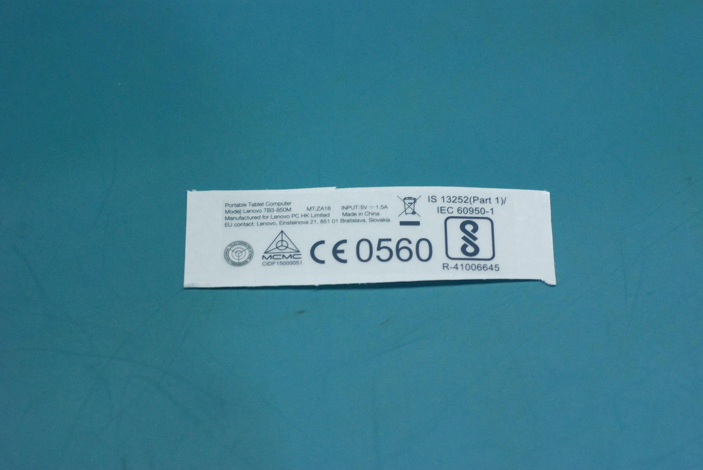 Lenovo Tb3-850M Rating Label And*7015 - 5L18C05716