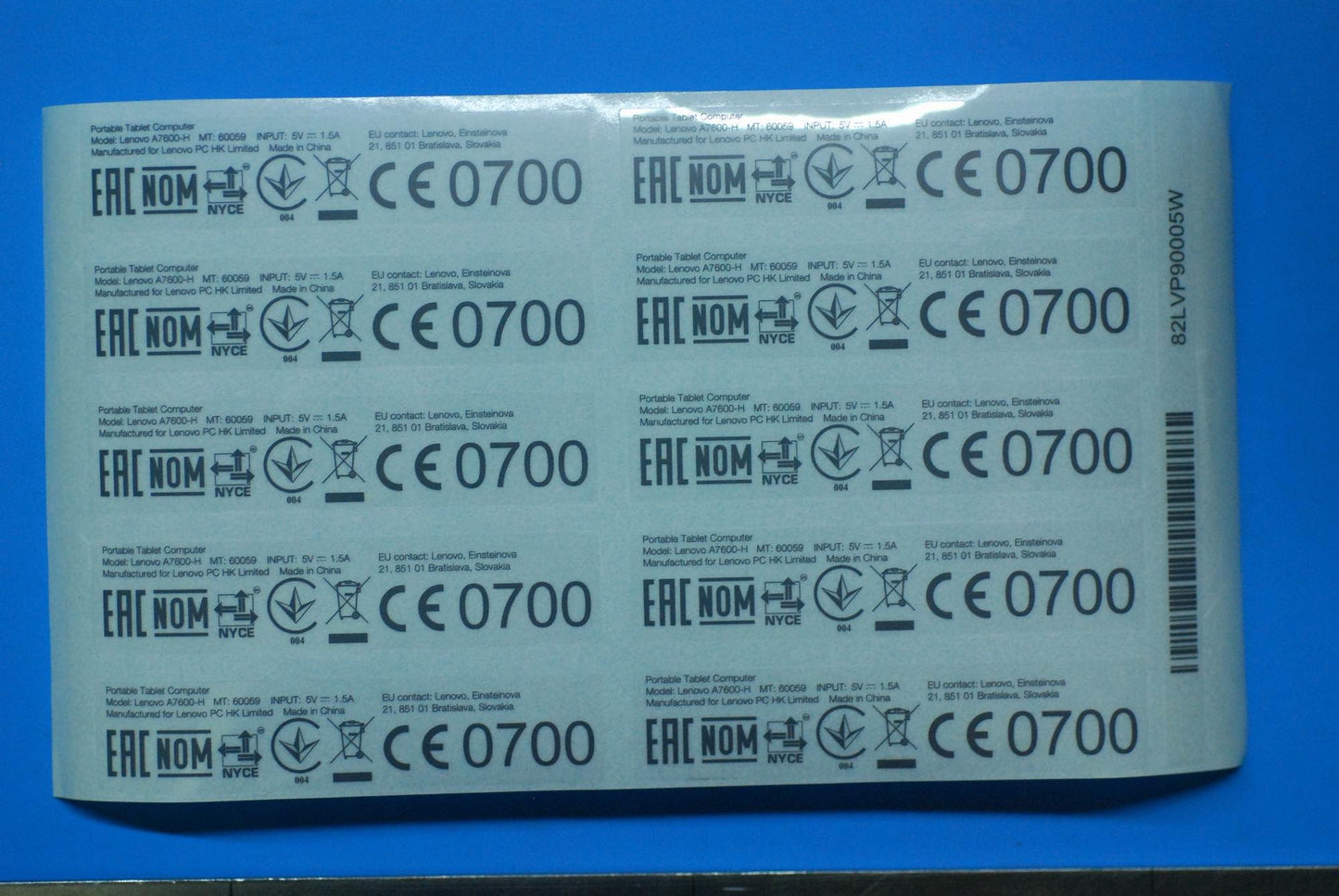 Lenovo A7600-H Rating Label-Ru And*82 - 5L19A6MWCE