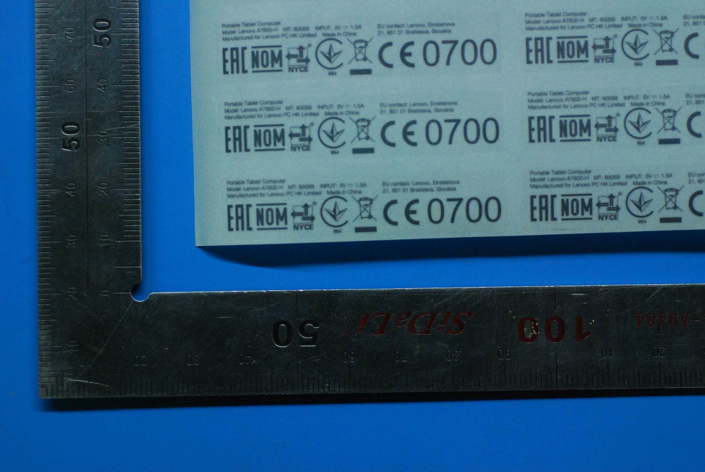 Lenovo A7600-H Rating Label-Ru And*82 - 5L19A6MWCE