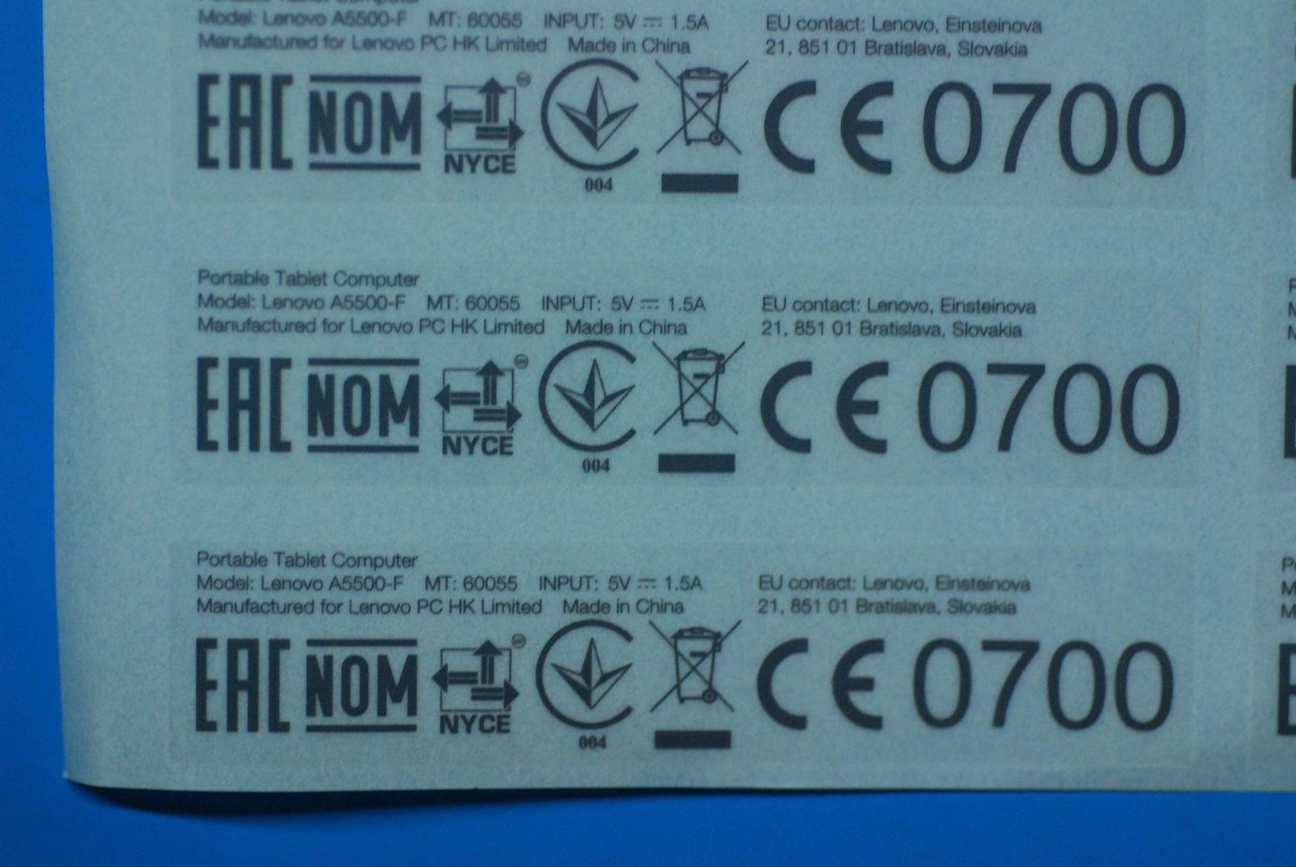 Lenovo A5500-F Rating Label-Ru And*82 - 5L19A6MWC0