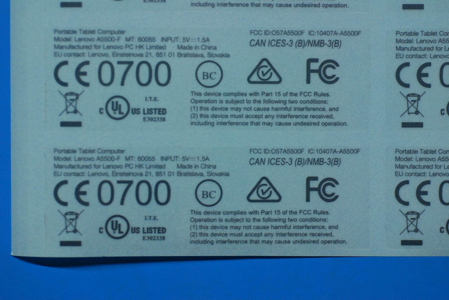 Lenovo A5500 Rating Label&*82Lvp60003 - 5L19A6MVW0