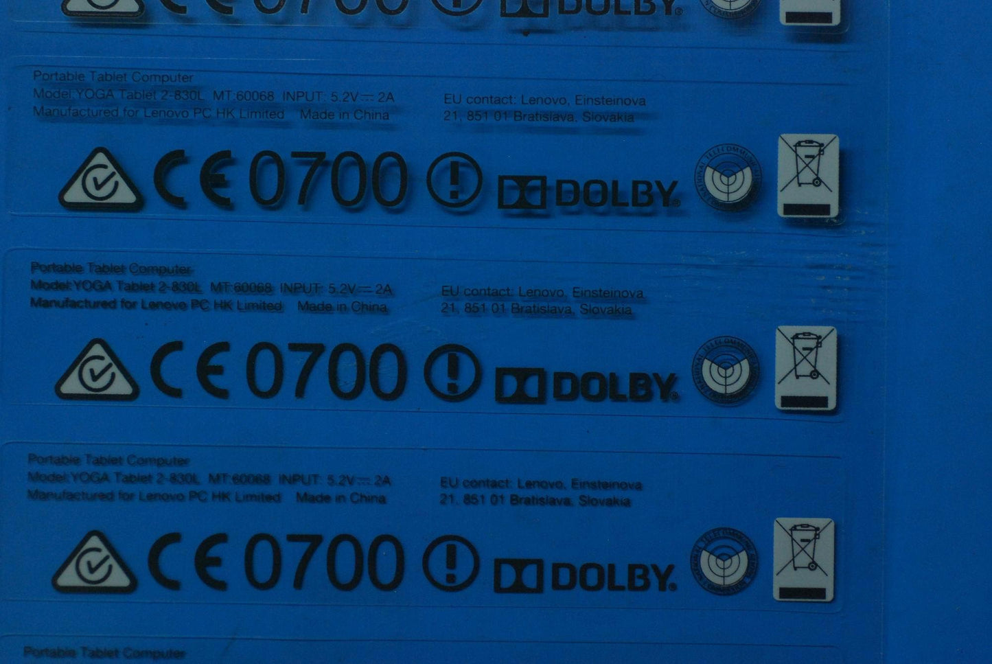 Lenovo Lenovo Blade2-8A-H Rating Labe - SL19A6N1P9