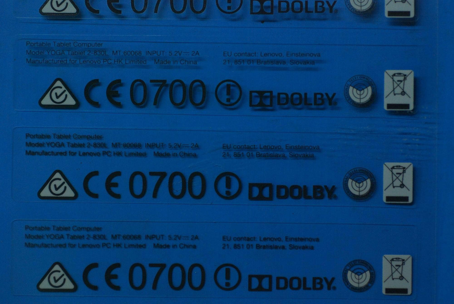 Lenovo Lenovo Blade2-8A-H Rating Labe - SL19A6N1P9