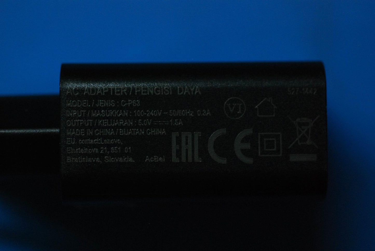 Lenovo Ac Adapter C-P63 5V/1.5A Eu Bl - SA18C01249