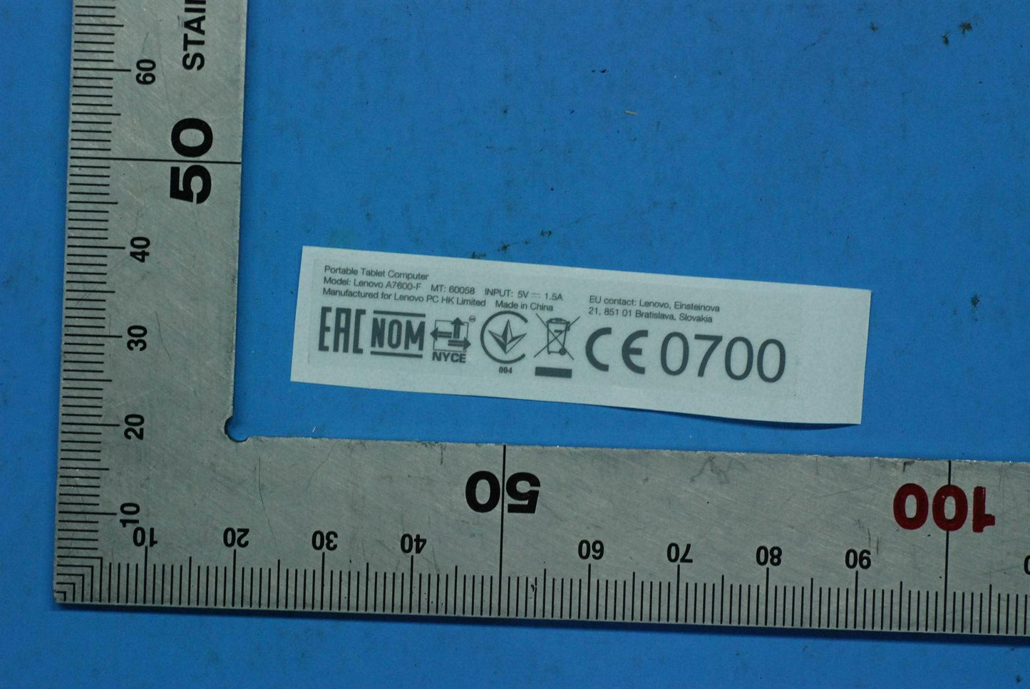 Lenovo A7600-F Rating Label-Ru And*82 - 5L19A6MWC8