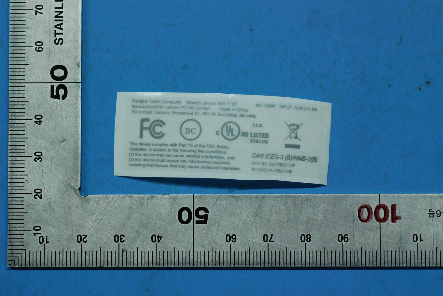 Lenovo Tb3-710F Ratinglabel_Us And*Hq - 5L18C06731
