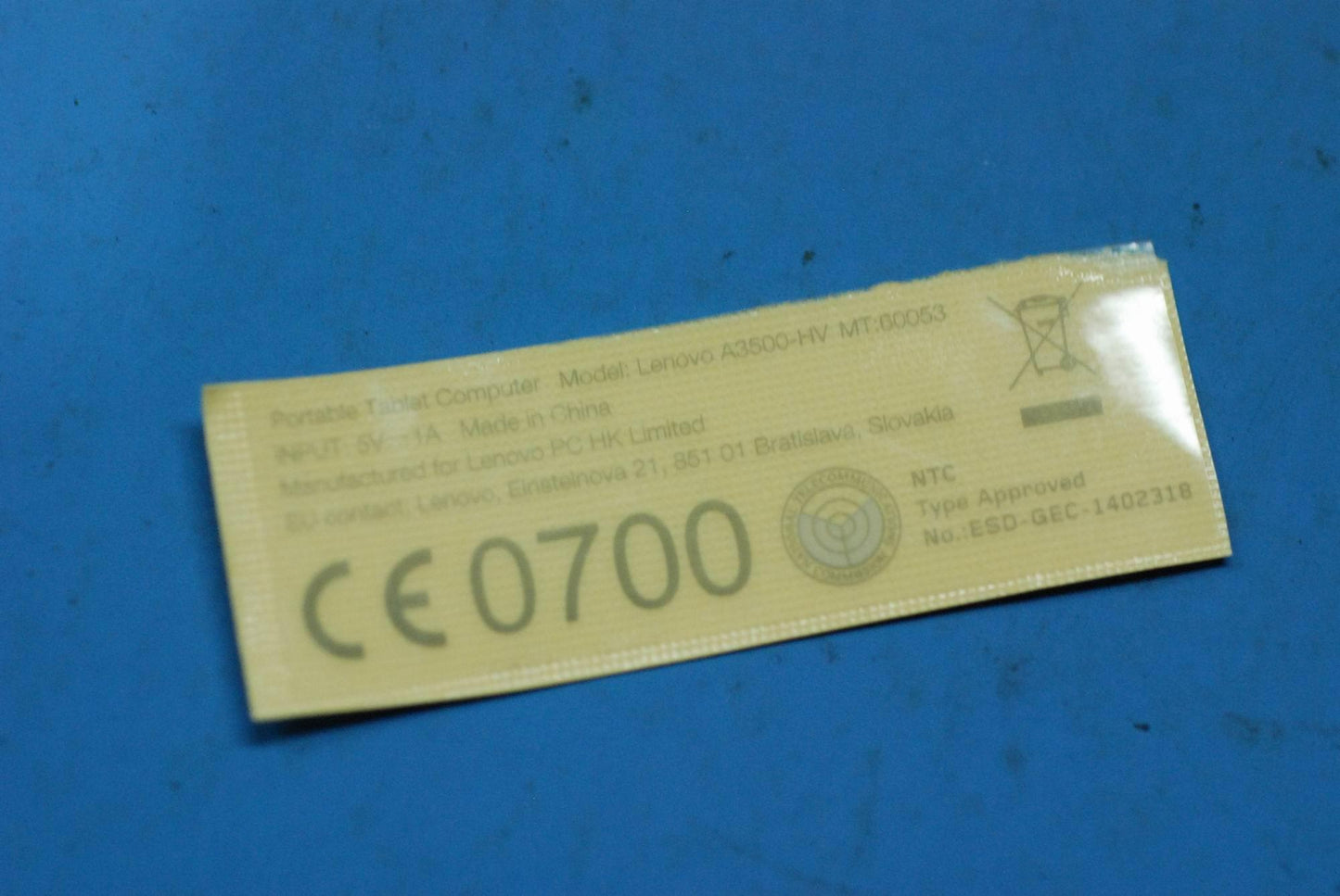 Lenovo A3500 Handset Label Ph_V And*7 - 5L19A6N0XT
