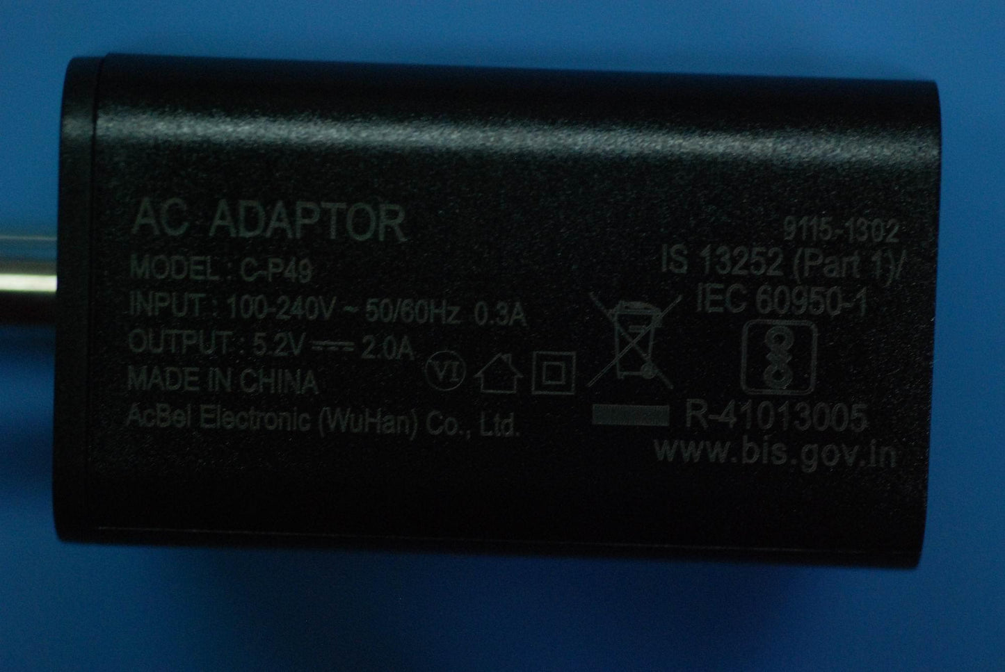 Lenovo Ac Adapter C-P49 5.2V2A India - SA18C46152