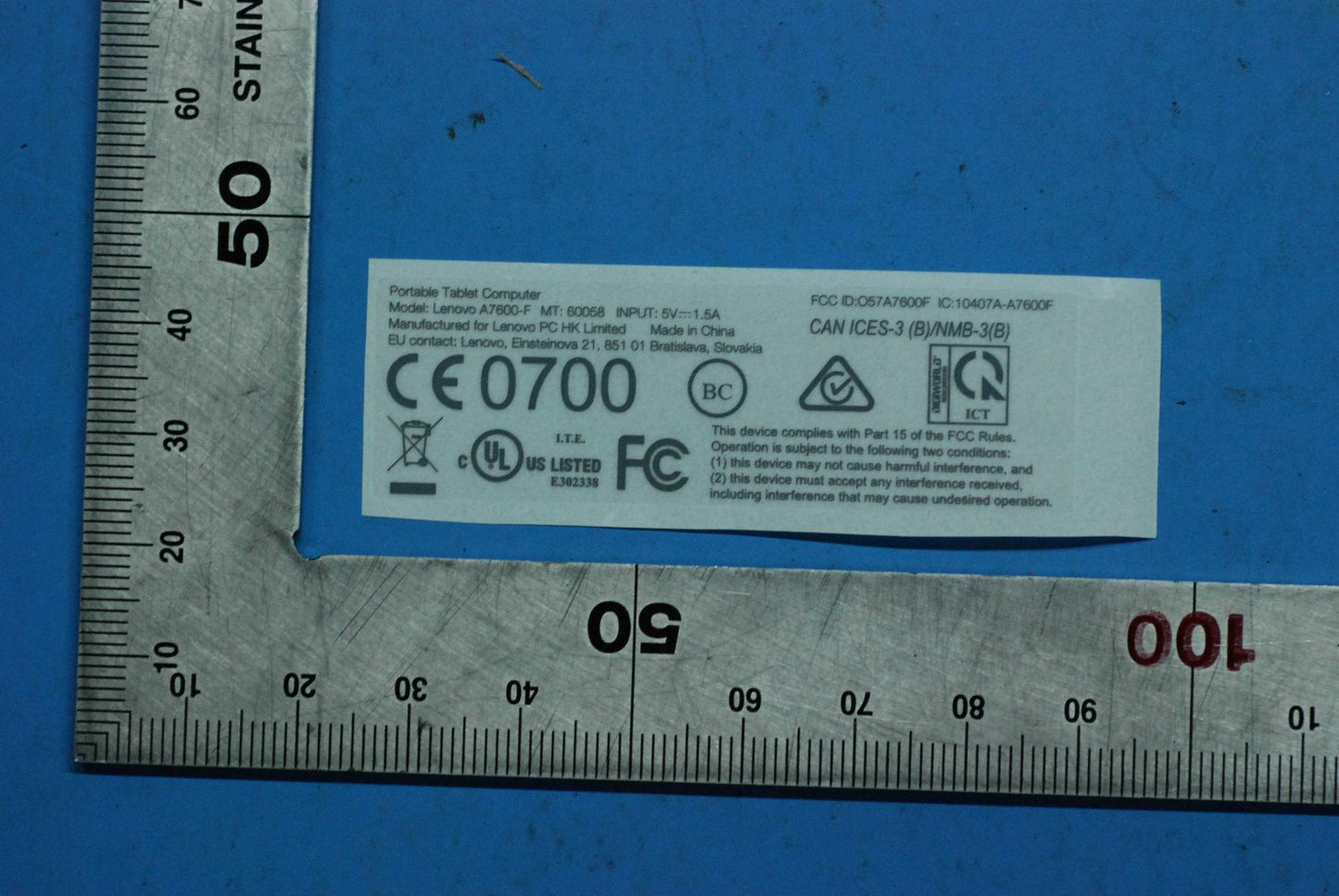 Lenovo A7600 Rating Label&*82Lvp00003 - 5L19A6MVXE