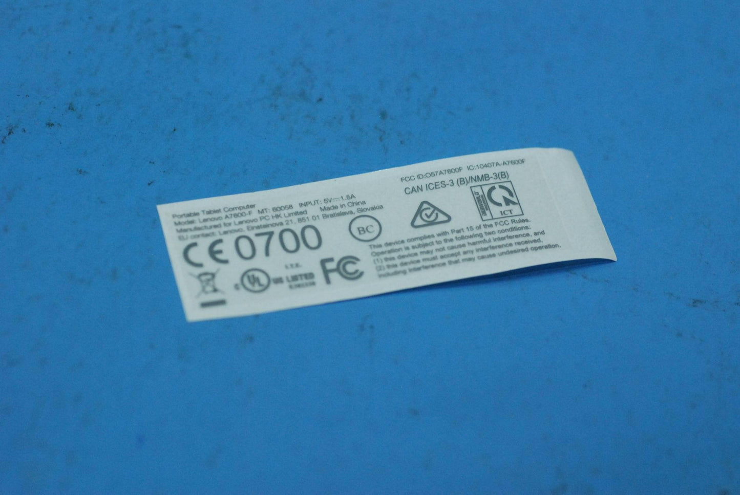 Lenovo A7600 Rating Label&*82Lvp00003 - 5L19A6MVXE