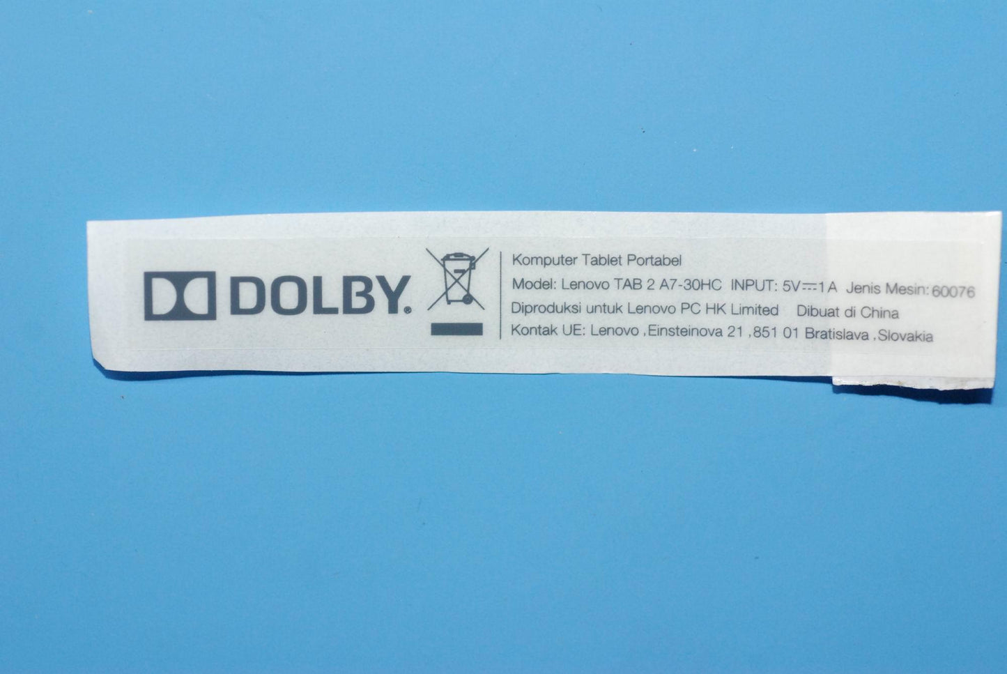 Lenovo A7-30Hc Rating Label And*Hq604 - 5L18C00962
