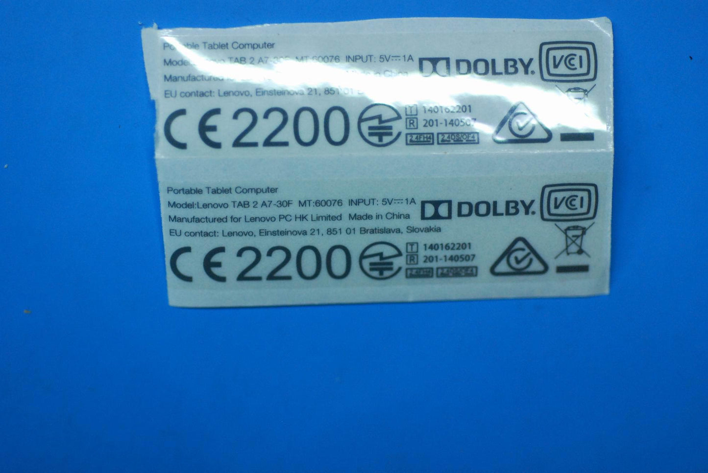 Lenovo A7-30F Rating Label And*Hq6040 - 5L18C01402