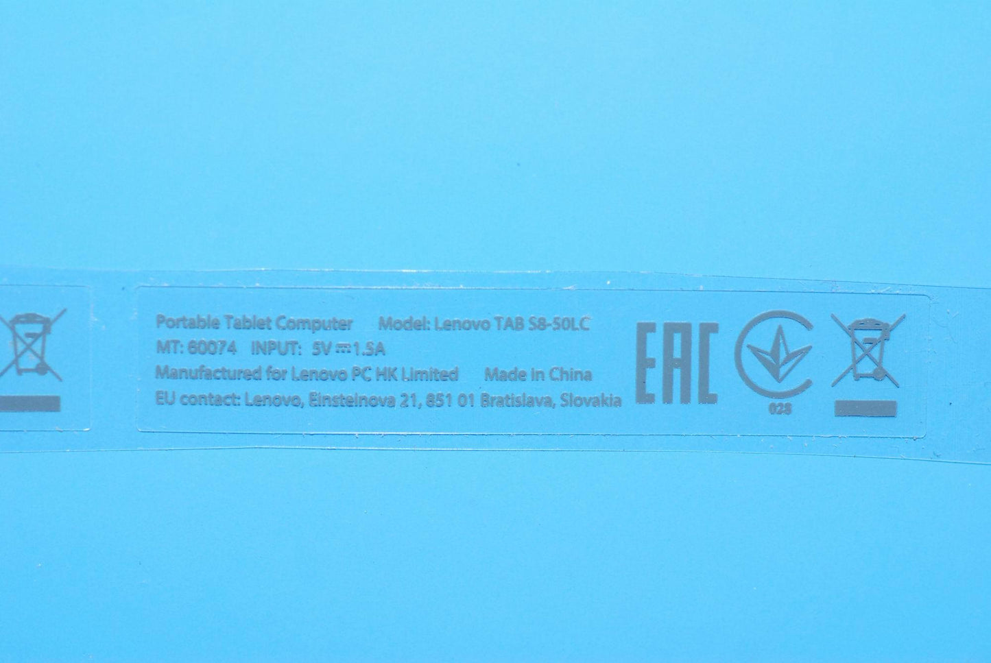 Lenovo S8-50 Rating Label-Lc Ru And*1 - 5L19A6N429