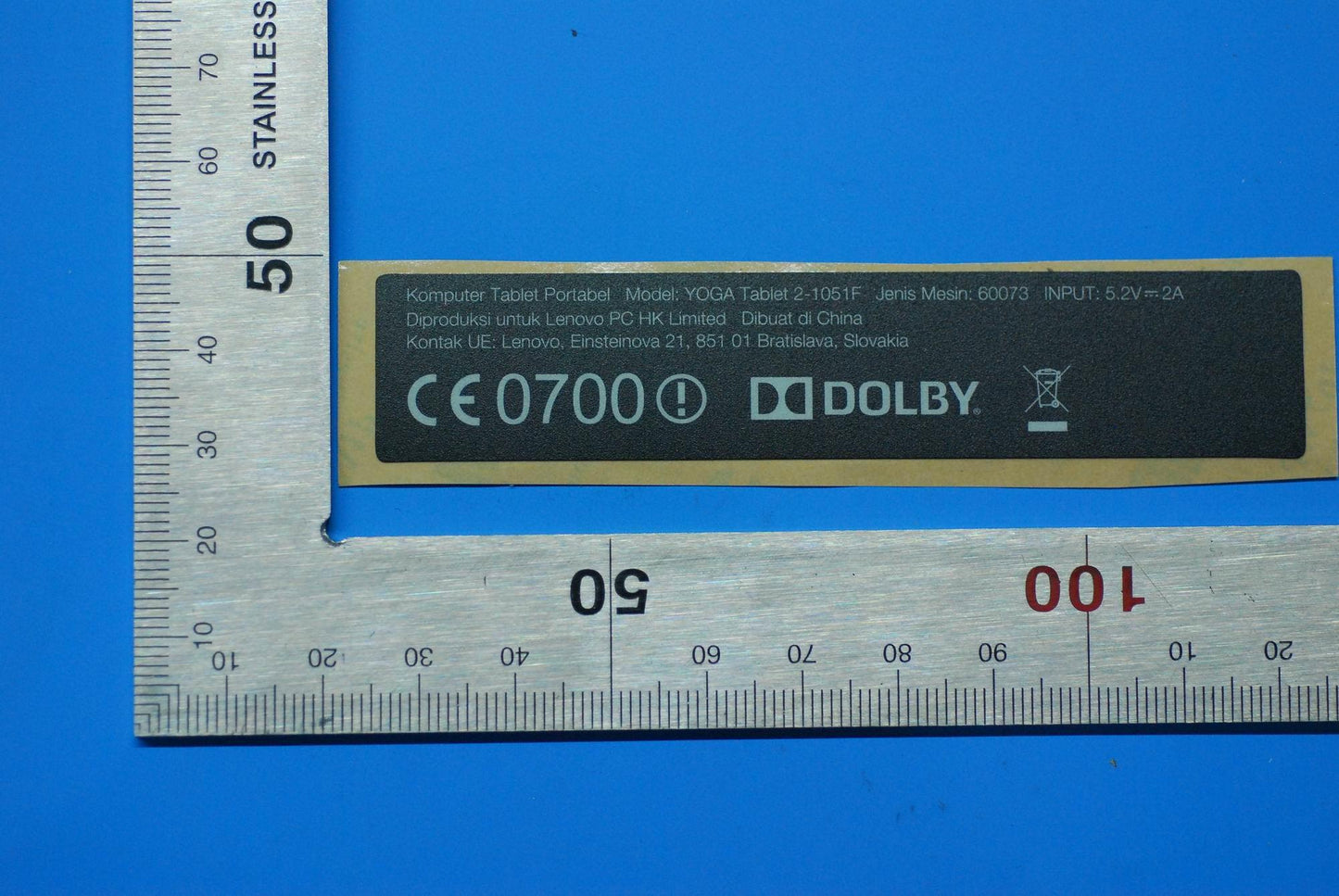 Lenovo Blade2 Rating Label 10W 98*20 - SL18C00234