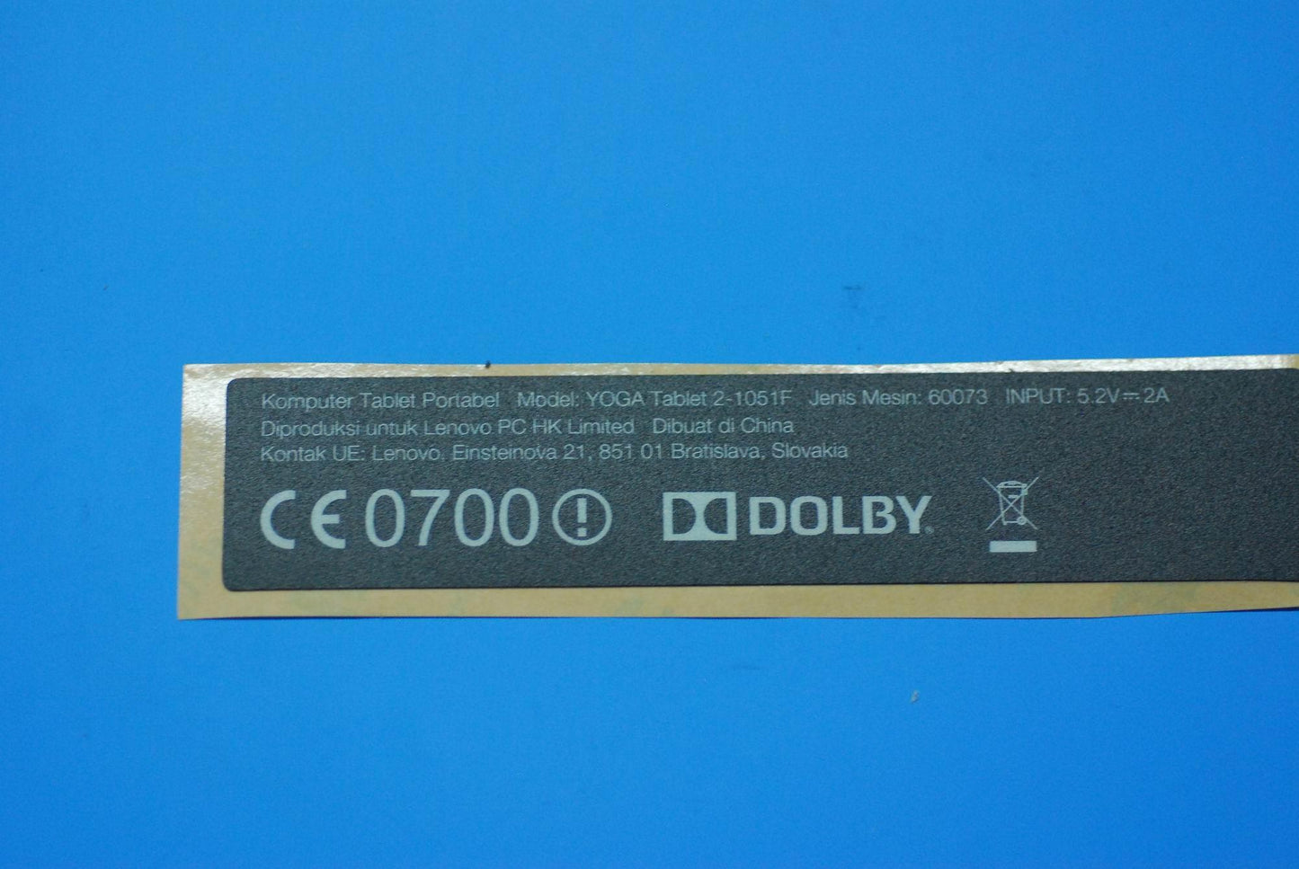 Lenovo Blade2 Rating Label 10W 98*20 - SL18C00234