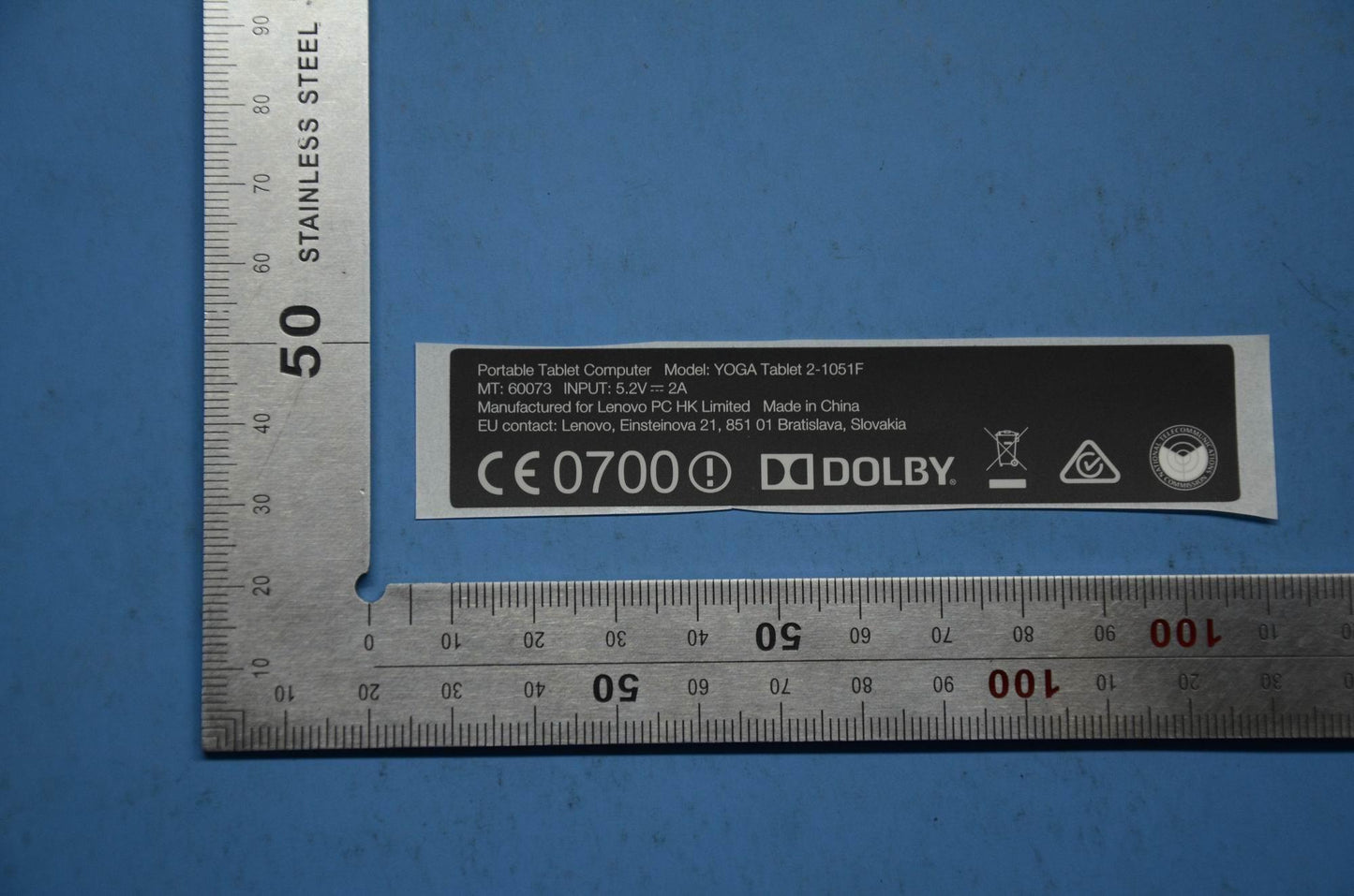Lenovo Blade2-10W-F Rating Label_We - SL19A6N2GU