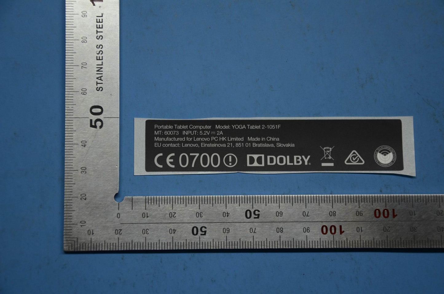 Lenovo Blade2-10W-F Rating Label_We - SL19A6N2GU