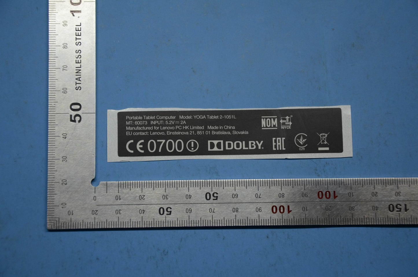 Lenovo Blade2-10W-H Rating Label_Ru - SL19A6N2GW