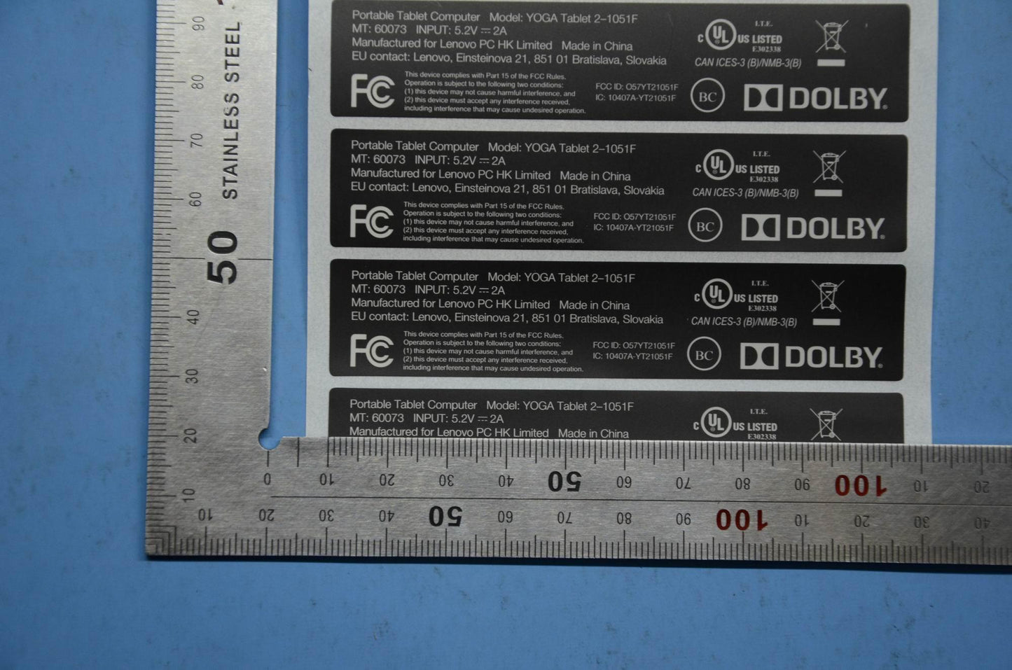 Lenovo Blade2-10W-F Rating Label_Us - SL19A6N2H2