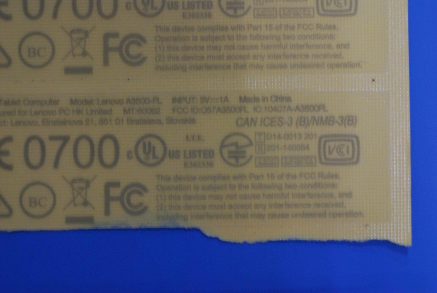 Lenovo A3500 Handset Label&*70152247 - 5L19A6MWGF